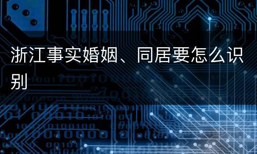 浙江事实婚姻、同居要怎么识别
