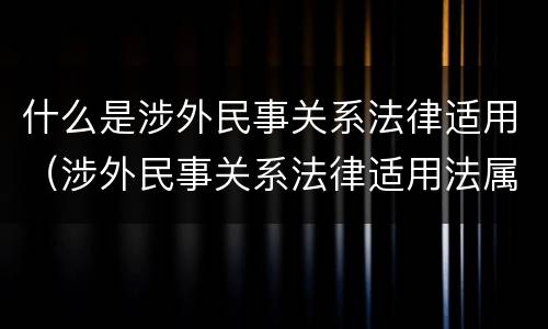 什么是涉外民事关系法律适用（涉外民事关系法律适用法属于什么法）