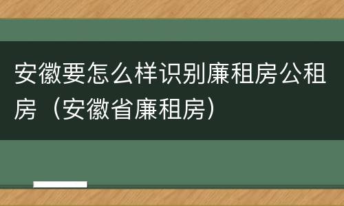 安徽要怎么样识别廉租房公租房（安徽省廉租房）