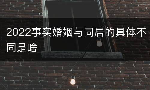 2022事实婚姻与同居的具体不同是啥