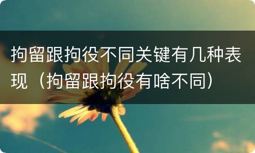 拘留跟拘役不同关键有几种表现（拘留跟拘役有啥不同）