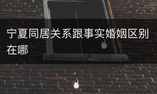 宁夏同居关系跟事实婚姻区别在哪