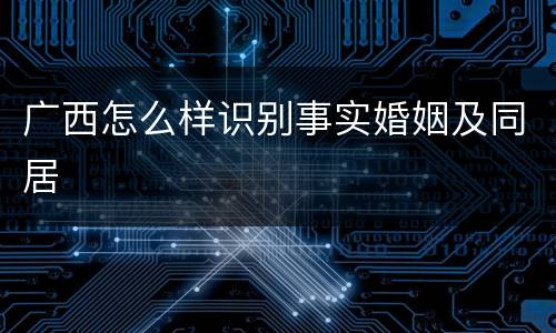 广西怎么样识别事实婚姻及同居
