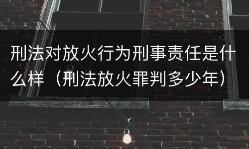 刑法对放火行为刑事责任是什么样（刑法放火罪判多少年）