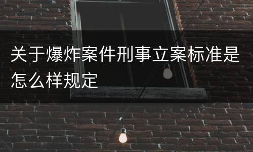 关于爆炸案件刑事立案标准是怎么样规定