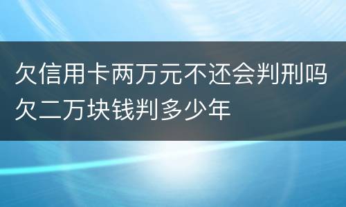 欠信用卡两万元不还会判刑吗欠二万块钱判多少年