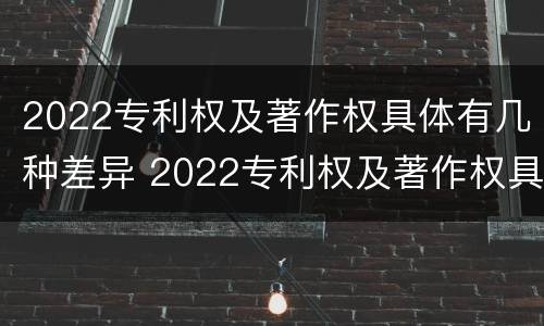 2022专利权及著作权具体有几种差异 2022专利权及著作权具体有几种差异呢