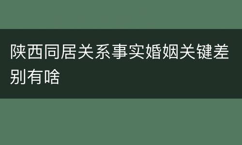 陕西同居关系事实婚姻关键差别有啥