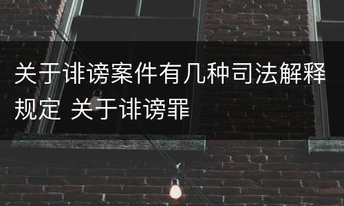 关于诽谤案件有几种司法解释规定 关于诽谤罪