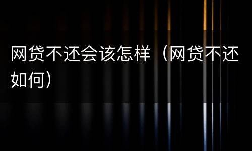 网贷不还会该怎样（网贷不还如何）