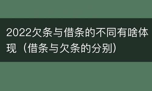2022欠条与借条的不同有啥体现（借条与欠条的分别）