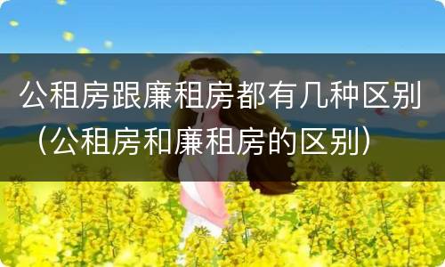 公租房跟廉租房都有几种区别（公租房和廉租房的区别）
