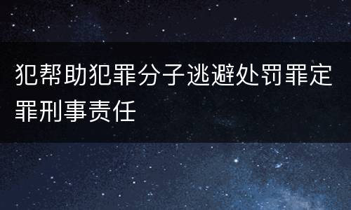 犯帮助犯罪分子逃避处罚罪定罪刑事责任