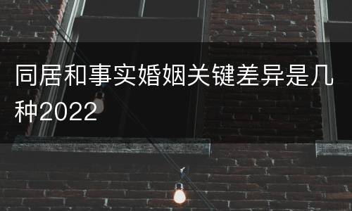 同居和事实婚姻关键差异是几种2022