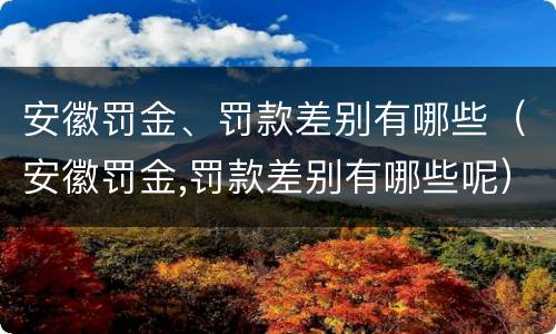 安徽罚金、罚款差别有哪些（安徽罚金,罚款差别有哪些呢）
