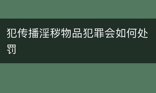 犯传播淫秽物品犯罪会如何处罚