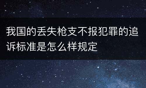 我国的丢失枪支不报犯罪的追诉标准是怎么样规定