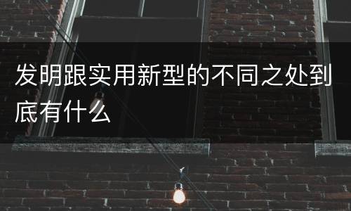 发明跟实用新型的不同之处到底有什么