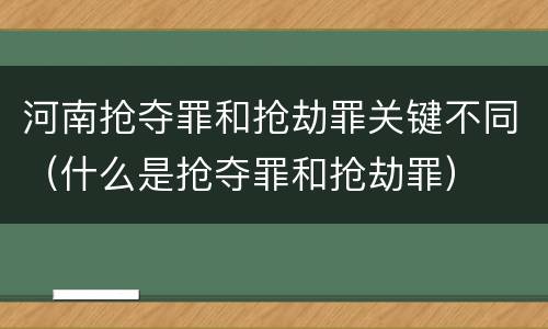 河南抢夺罪和抢劫罪关键不同（什么是抢夺罪和抢劫罪）