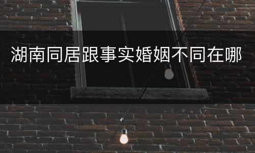 湖南同居跟事实婚姻不同在哪