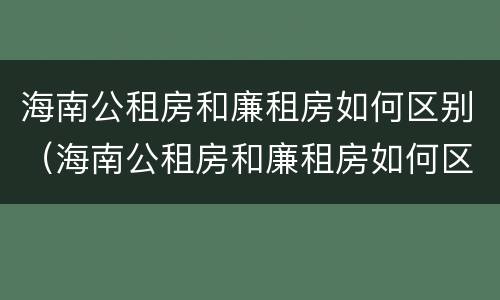 海南公租房和廉租房如何区别（海南公租房和廉租房如何区别图片）