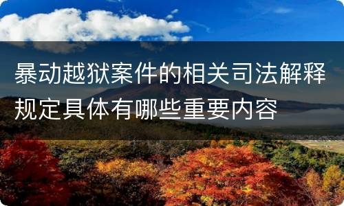 暴动越狱案件的相关司法解释规定具体有哪些重要内容