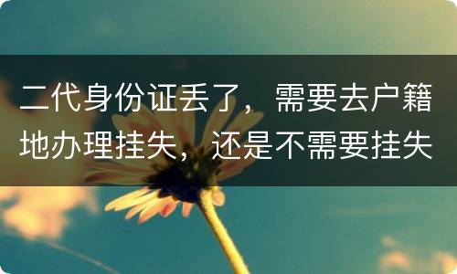 二代身份证丢了，需要去户籍地办理挂失，还是不需要挂失