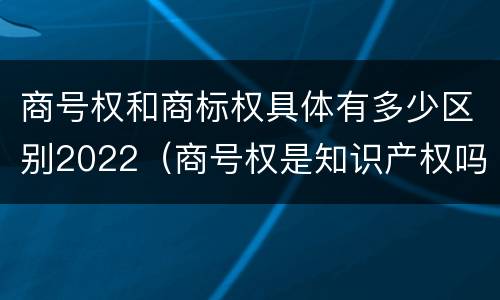 商号权和商标权具体有多少区别2022（商号权是知识产权吗）