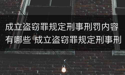 成立盗窃罪规定刑事刑罚内容有哪些 成立盗窃罪规定刑事刑罚内容有哪些条件
