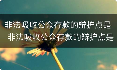 非法吸收公众存款的辩护点是 非法吸收公众存款的辩护点是哪些