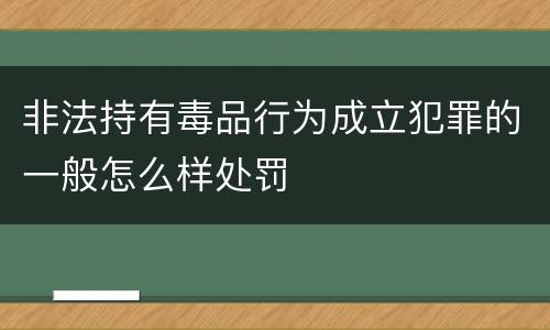 非法持有毒品行为成立犯罪的一般怎么样处罚