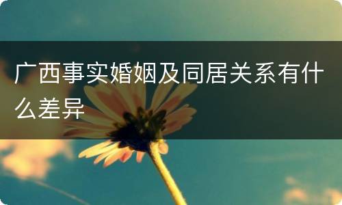 广西事实婚姻及同居关系有什么差异