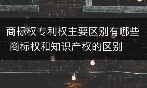 商标权专利权主要区别有哪些 商标权和知识产权的区别