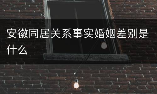 安徽同居关系事实婚姻差别是什么