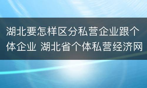 湖北要怎样区分私营企业跟个体企业 湖北省个体私营经济网