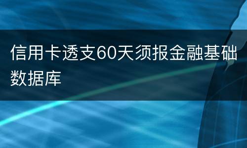 信用卡透支60天须报金融基础数据库