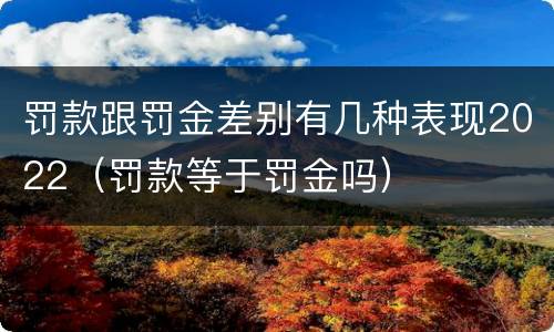 罚款跟罚金差别有几种表现2022（罚款等于罚金吗）