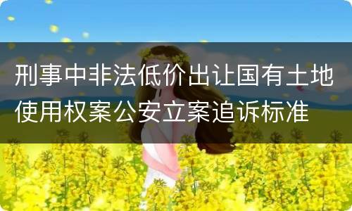刑事中非法低价出让国有土地使用权案公安立案追诉标准