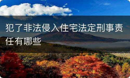 犯了非法侵入住宅法定刑事责任有哪些