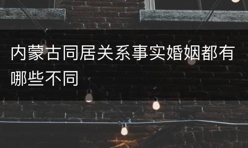 内蒙古同居关系事实婚姻都有哪些不同