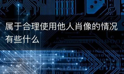 属于合理使用他人肖像的情况有些什么