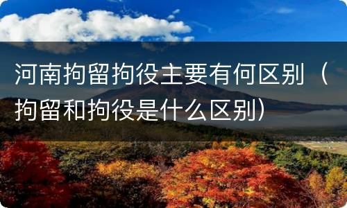 河南拘留拘役主要有何区别（拘留和拘役是什么区别）