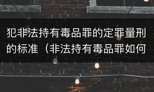 犯非法持有毒品罪的定罪量刑的标准（非法持有毒品罪如何量刑）