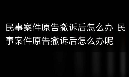 民事案件原告撤诉后怎么办 民事案件原告撤诉后怎么办呢