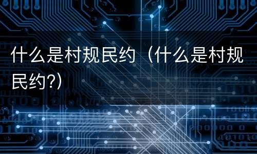 什么是村规民约（什么是村规民约?）