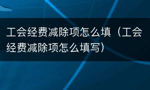 工会经费减除项怎么填（工会经费减除项怎么填写）
