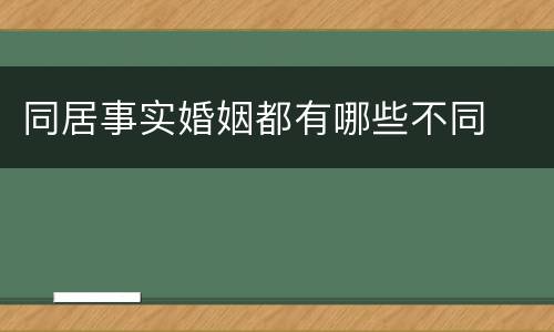 同居事实婚姻都有哪些不同