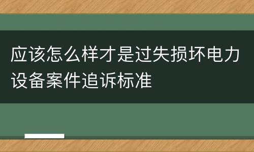 应该怎么样才是过失损坏电力设备案件追诉标准