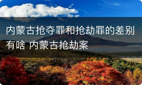 内蒙古抢夺罪和抢劫罪的差别有啥 内蒙古抢劫案