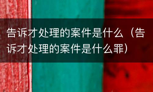 告诉才处理的案件是什么（告诉才处理的案件是什么罪）